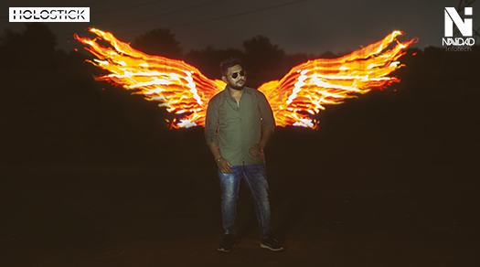 light painting pheonix wings portrait photography